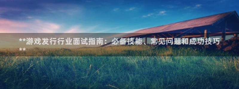 顺盈平台登录入口：**游戏发行行业面试指南：必备技能、常见问题和成功技巧
**